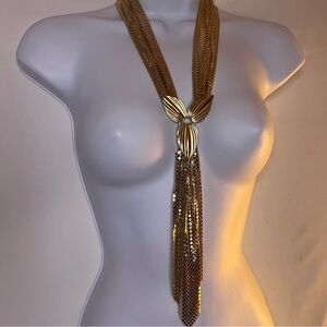 Whiting & Davis Vintage “Sly Tye” Body Jewelry Gold Vintage Snake Mesh Necklace